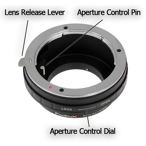 FotodioX Mount Adapter with Aperture Control Dial for Sony A-Mount Lens to Micro Four Thirds Camera